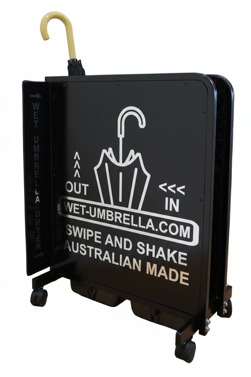 Wet Umbrella Dryer Wet Floor Model Angle Front Low with Umbrella