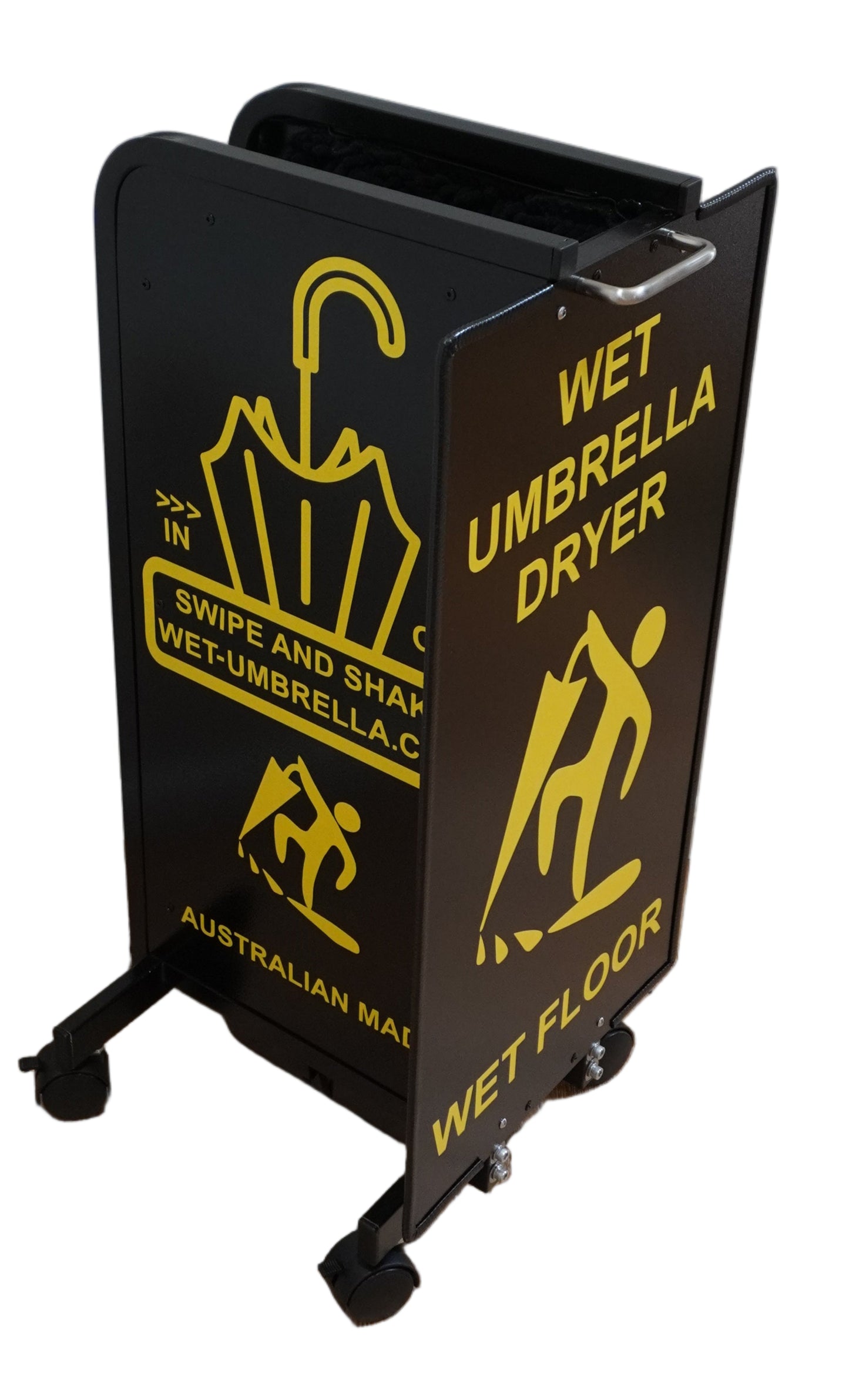 Wet Umbrella Dryer Wet Floor Model Small Yellow Sticker Angle High