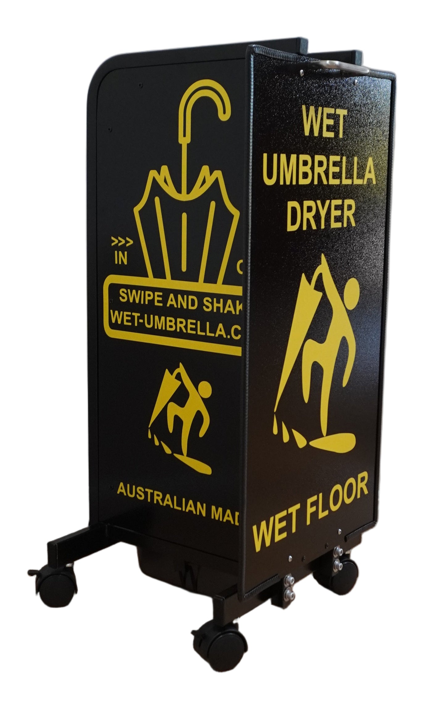 Wet Umbrella Dryer Wet Floor Model Small Yellow Sticker Angle Low