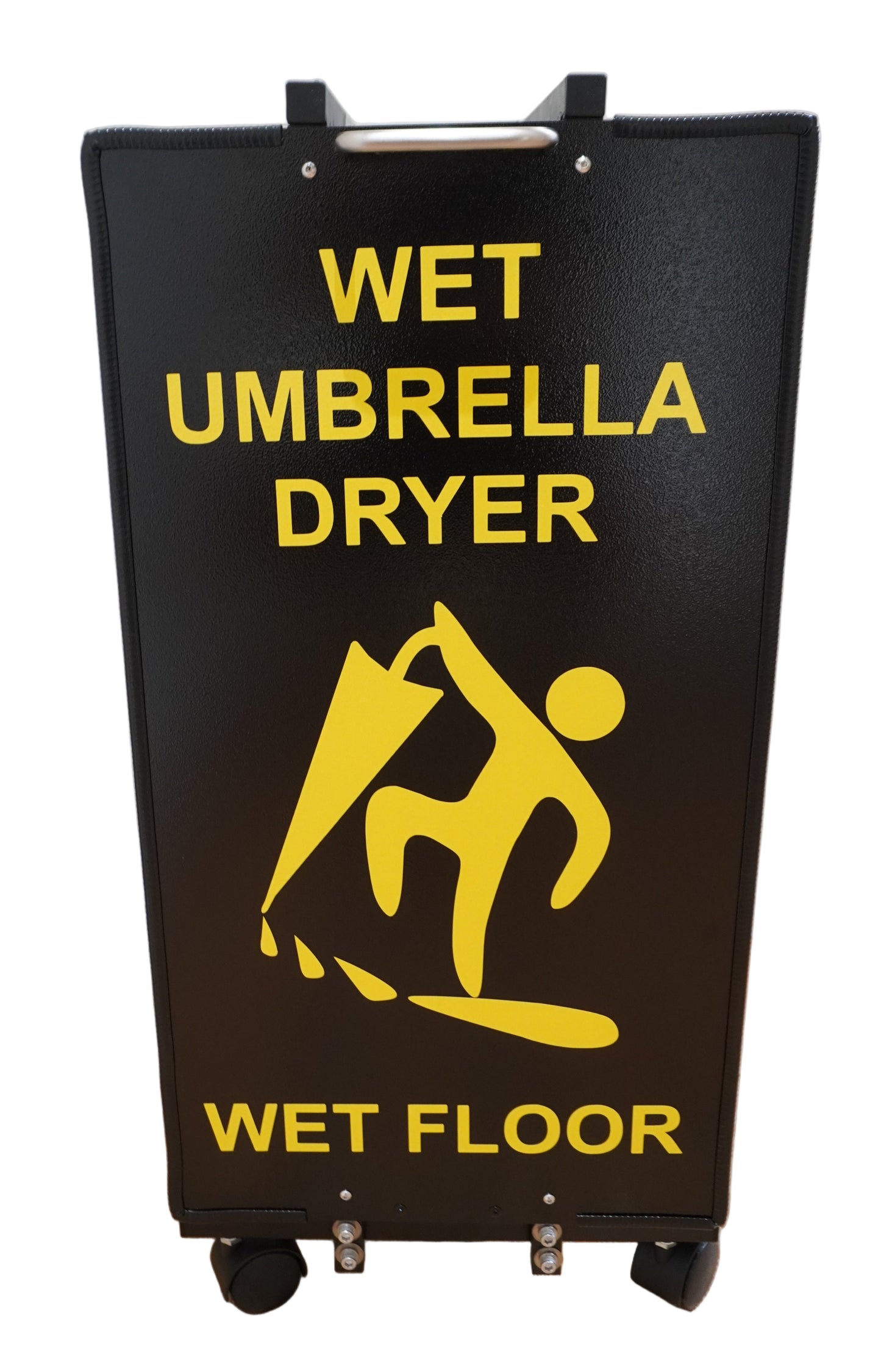 Wet Umbrella Dryer Wet Floor Model Small Yellow Sticker Front Mid