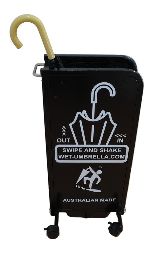 Eco Wet Umbrella Dryer Side View Mid With Umbrella