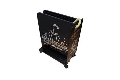 Wet Umbrella Dryer Wet Floor Model Chrome Stickers With Side Skirts WUDAWFSC-500 Angle Mid View With Umbrella