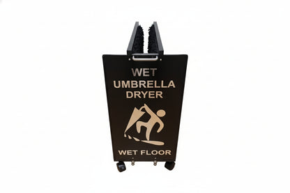 Wet Umbrella Dryer Wet Floor Model Chrome Stickers With Side Skirts WUDAWFSC-500 Back Mid View