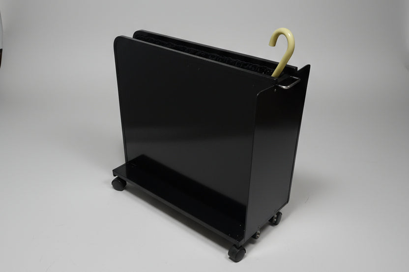 Wet Umbrella Dryer Wet Floor Model No Stickers With Side Skirts WUDAWFS-1100 Angel Back Mid View With Umbrella