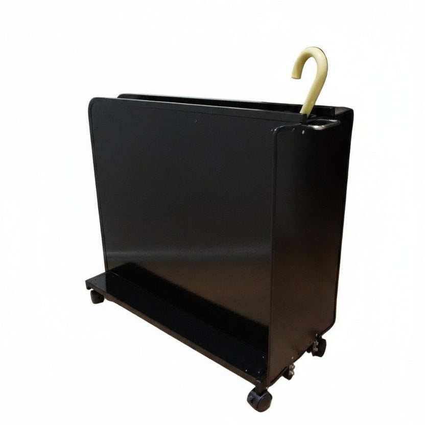 Wet Umbrella Dryer Wet Floor Model No Stickers With Side Skirts WUDAWFS-900 Angle Back View With Umbrella