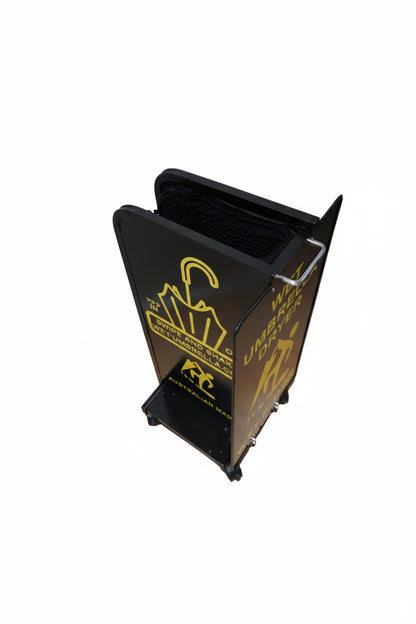 Wet Umbrella Dryer Wet Floor Model Yellow Stickers With Side Skirts WUDAWFSY-350 Angel Top View