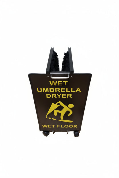 Wet Umbrella Dryer Wet Floor Model Yellow Stickers With Side Skirts WUDAWFSY-350 Back Top View