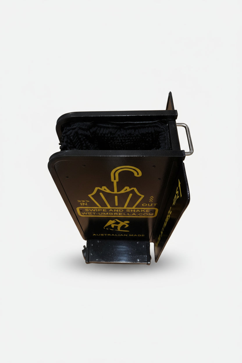 Wet Umbrella Dryer Wet Floor Model Yellow Stickers With Side Skirts WUDAWFSY-350 Side Top View